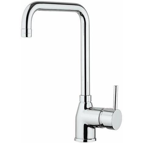 Paini – Rubinetto Miscelatore Monocomando Cucina, Lavello, Cromato, Leva laterale con bocca U orientabile, Design moderno, interamente prodotto e lavorato in Italia
