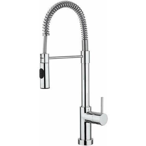 Paini – Rubinetto Miscelatore Monocomando Cucina, Lavello, Cromato, Leva laterale orientabile, con Attacco Doccia Automatico, Design moderno, interamente prodotto e lavorato in Italia