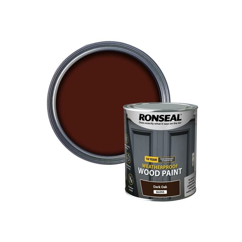 Ronseal - 38774 10 Year Weatherproof Wood Paint Dark Oak Gloss 750ml RSL38774