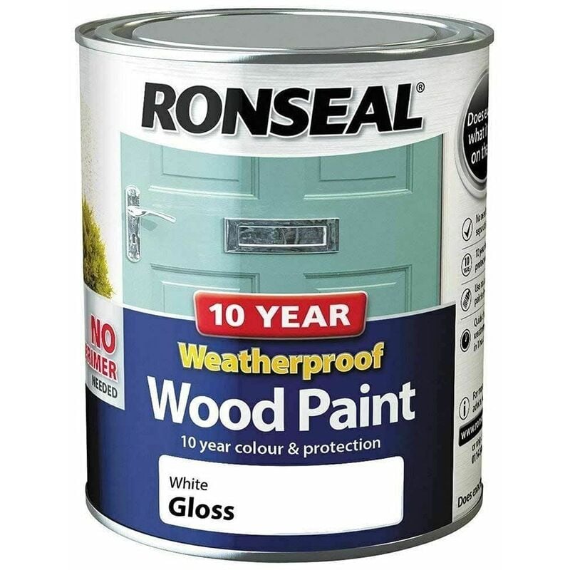 TBC - 10 Year Weatherproof Wood Paint White Gloss 750ml RSL38773