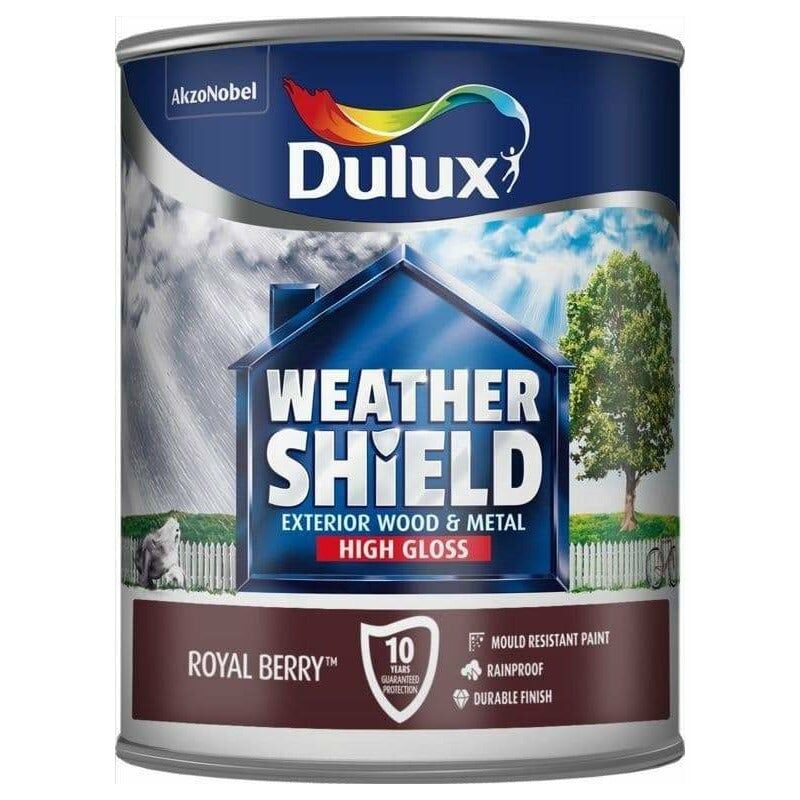 Dulux Valentine - Dulux Weathershield Exterior Wood & Metal Quick Dry Paint - Royal Berry - Gloss - 750ML