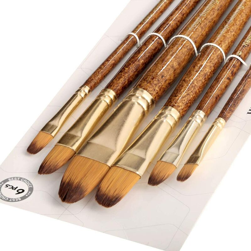 Paint Brushes 6 Pieces Set, Professional Fine Tip Paint Brush Set Round Pointed Tip Nylon Hair (Oval)