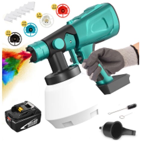 PEDONY Paint Guns, 1L Electric Paint Sprayer Handheld Electric Paint Gun Wall Painter Painter with 4 Filter, 1x5.5A Battery(No Charger),Compatible with Makita Battery