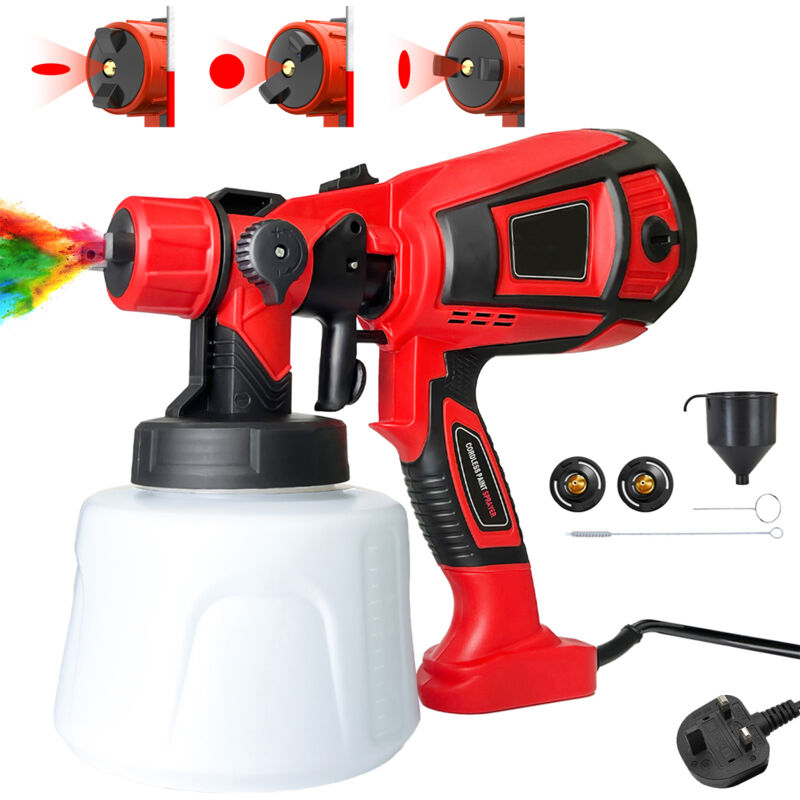 Teetok - Paint guns,Paint Sprayer, 1200ml hvlp Spray Gun with Cleaning and Blowing Joints, 3 Nozzles, 3 Patterns, Easy to Clean, for Furniture,