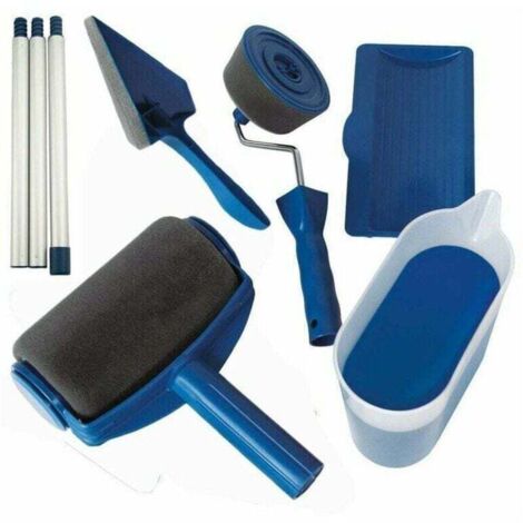 Paint Roller Kit de 6 outils de peinture, avec réservoir intégré, système anti-gouttes et anti-salissure, facile à utiliser