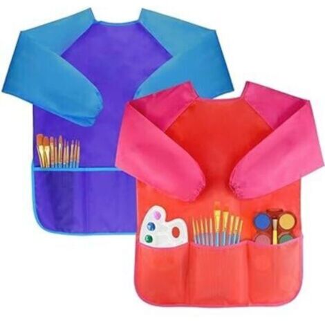 Painting Aprons, Smocks, Long-Sleeved Aprons for Children 3-5 Years, 2 Pieces