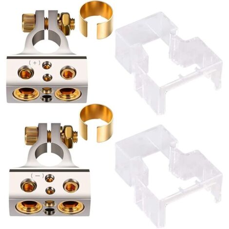 paio di terminali per batteria auto, kit di connettori per terminali batteria auto, terminale positivo e negativo con custodia trasparente resistente e impermeabile, argento
