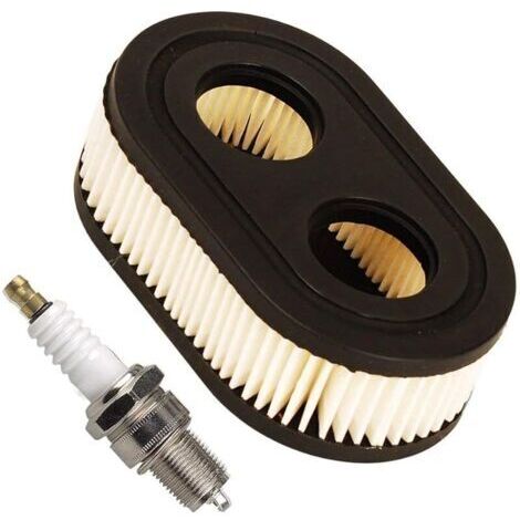 Pair (1 jeu de filtres à air avec bougie d'allumage compatible avec Briggs & Stratton 798452 593260 moteur tondeuse à gazon compatible avec Oregon 30-168 Rotary 14364