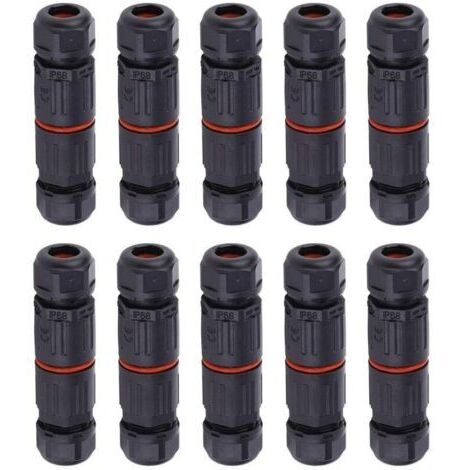 Pair 10 PCS IP68 Etanche Connecteur de Câble Electrique, Femelle 3 Broches Connecteurs Etanches Prise de Courant Extérieure Raccord de Connecteur Fil Etanche
