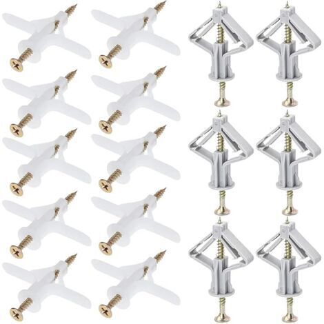 Pair 100 pcs Chevilles pour corps creux m8 Set, Chevilles pour construction sèche, Chevilles en plâtre, Chevilles à expansion, Chevilles pour corps creux en plâtre, Chevilles à expansion pour placoplâ