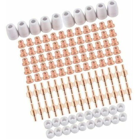 Pair 100 PCS Plasma Tip Buse électrode,Plasma Decoupe Electrode Tip Buse,Air Decoupe au Plasma Consommables,Decoupeur Plasma pour LG-40 PT-31 CUT40 CUT50,de