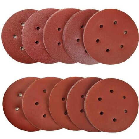 Pair - 100 Pièces 150mm disques abrasifs Disque de Ponçage Disques Abrasifs 40/80/120/180/320/600/800/1000/1500/2000 Grain Idéal pour Poncer/Polir/Dérouiller pour ponceuse excentrique de 6 trous