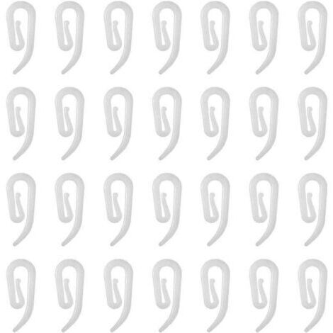 Pair 100pcs Crochets en Plastique Blanc pour Rideaux - Rail, Fenêtre, Porte et Douche