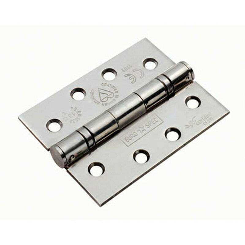 Pair 102 x 76 x 3mm Ball Bearing Hinge Square Stainless Steel Interior Door