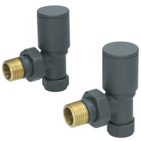 Pair 15mm Radiator Valve Angled Anthracite Brass Twin Pack Heated  Kartell