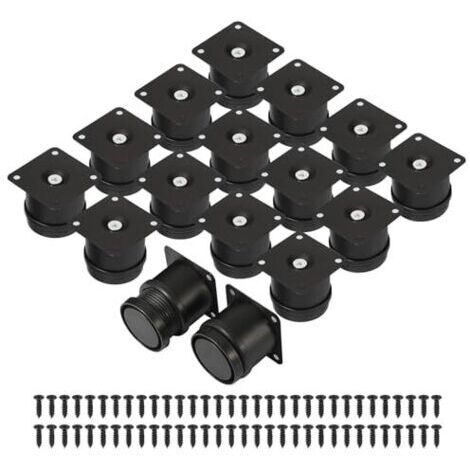 Pair 16 pieds de meubles réglables (5 cm - 6,5 cm), pieds de meubles en métal noir avec 64 vis, pieds de meubles de 50 mm pour lit, meuble TV, canapé, bibliothèque, table basse et bureau