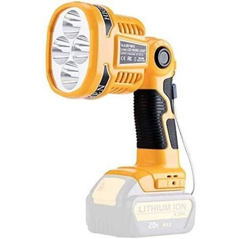 Pair 18V Tools Projecteur à LED extérieur portable longue portée avec lampe de poche USB 12W Lampe de travail à LED sans fil compatible avec Dewalt 18V 20V Max la batterie au lithium DCB180 DCB200