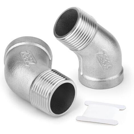 Pair 2 pièces 1/2\" femelle vers 1/2\" mâle en acier inoxydable 304 à 45 degrés pour les connexions de tuyaux