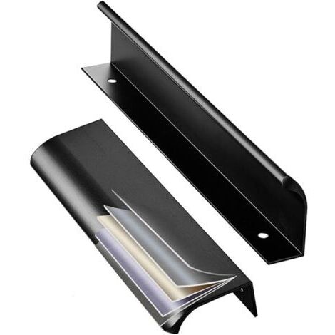 Pair 2 Pièces 128mm Poignee de Meuble Cuisine Dissimulées Poignées de Porte, Poignée Profil en Alliage d'aluminium, Poignées Intégrée Poignée Meuble Cuisine, Noir