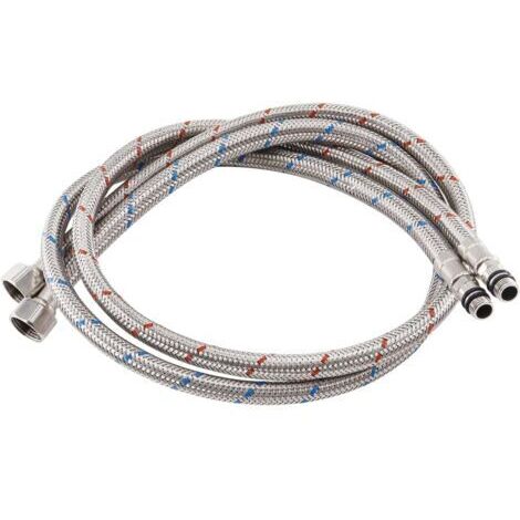 Pair - 2 Pièces 80cm x G3/8 x M10 Tuyaux de Raccordement Flexibles Robinets Cuisine, Tuyau Flexible pour Robinet, Tressé Acier Inoxydable Rallonge Lavabo Tubes, pour Cuisine Salle de Bain