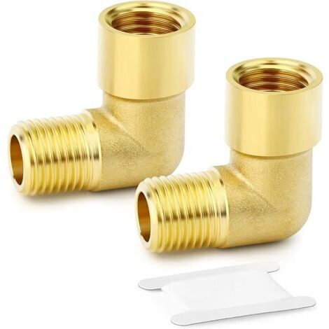 Pair 2 Pièces 90 Degree Barstock Street Elbow, 3/8 Inch BSP Male Pipe to 3/8 Inch BSP Female Brass Pipe Fitting