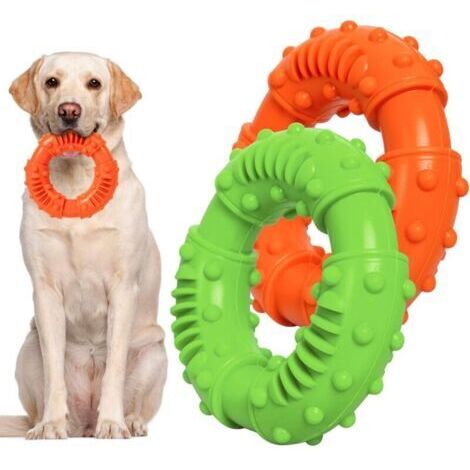Pair 2 pièces Jouets à Mâcher, Jouet en Caoutchouc Anneau Durables pour Chien , Chien Jouet pour Le Nettoyage des Dents pour Grands et Moyens Chiens