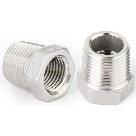 Pair 2 pièces réducteur à douille hexagonale, 3/4\" BSP mâle à 1/2\" BSP femelle filetage 304 acier inoxydable adaptateur de tuyau réducteur raccord