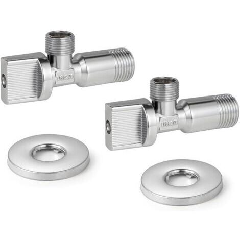 Pair 2 Pièces Vanne d'angle WC Quart de Tour Entrée 1/2\" x Sortie 3/8\" Chrome