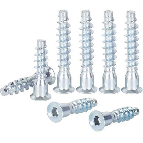 Pair 20 Pièces Vis D'Assemblage M7x40mm Vis de Connexion, Vis à Six Pans Creux, Vis de Confirmation pour Meubles, Vis à Bois pour Une Connexion Stable