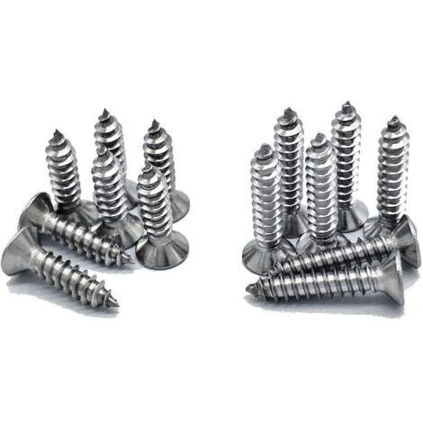 Pair 200 pcs  M4 en acier inoxydable vis autotaraudeuses Phillips à tête plate vis bricolage vis à bois (100 PCS M4 x 16 mm, 100 PCS M4 x 20 mm)