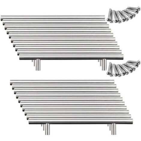 Pair 20pcs Poignée Bâton De Porte Cuisine Meuble Placard Inoxydable (128mm (Entraxe de Trous))