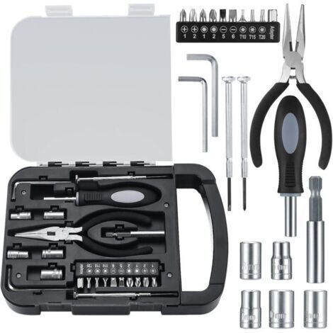 Pair 22 Pièces Boîte à Outils Complète, Mallette Outils, Coffret à Outils Complet, Boîte à Outils Portable avec Jeu de Tournevis de Precision pour Bricolage