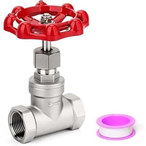 Pair 3/4\" BSP 304 en acier inoxydable femelle x femelle robinet à soupape à usage intensif, vanne rotative avec poignée à roue pour eau, huile, gaz 200 WOG
