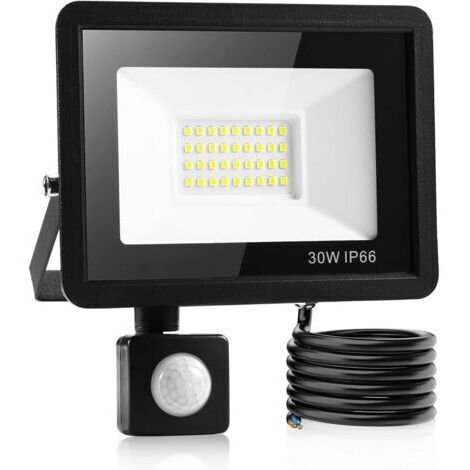 Pair 30W Led Projecteur Exterieur Detecteur,Ip66 imperméable luminaire Exterieur Detecteur,Lumière blanche froide,Largement Utilisé Dans Les Garages, Les Jardins, Les Jardins de Devant, etc. [Classe é