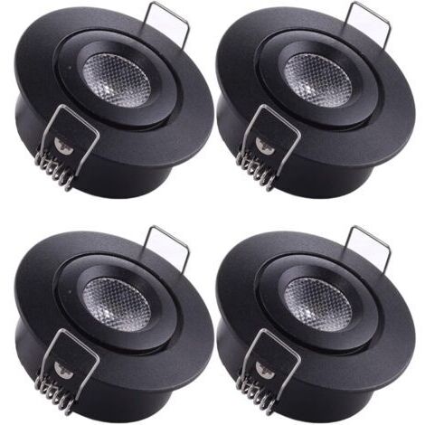 Pair - 4 Mini Spot Encastrable LED Plafond Spot encastré Lampe 1W Blanc Chaud 3000K pour Vitrine,Plafond,Cuisine,Placard,DIY éclairage etc