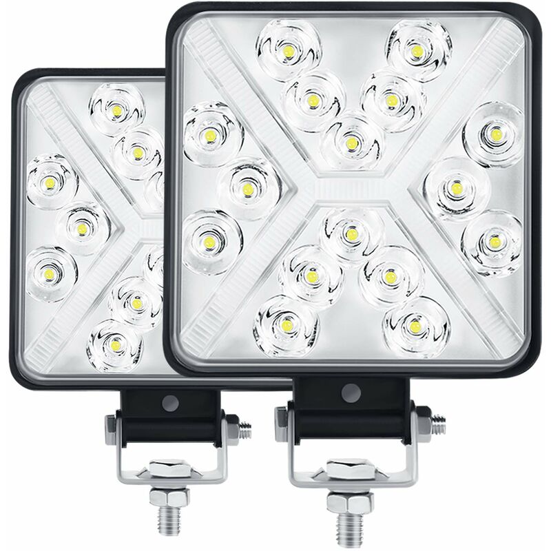 Pair 4” Phare de Travail LED Tracteur 300W 12000LM 6000K Phare LED 4x4 IP67 Feux Additionnels LED Moto Carré 8D Lentille Extrêmement Haute Luminosité