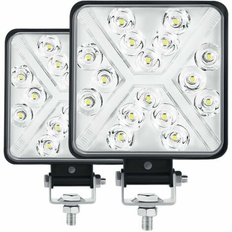 Pair 4” Phare de Travail LED Tracteur 300W 12000LM 6000K Phare LED 4x4 IP67 Feux Additionnels LED Moto Carré 8D Lentille Extrêmement Haute Luminosité pour Tracteur SUV Camion Garage Jardin,de DEBUNS