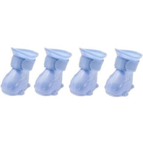 Pair 4 Pièces Chien avec Sangle de Fixation Réglable, Chaussures Animaux de Compagnie, Chaussures Chien Imperméable, Protecteurs de Pattes Antidérapantes pour Chats, Chiens Petite Moyenne et Grande-M