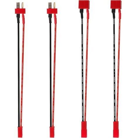 Pair 4 Pièces Deans T vers JST Câble Adaptateur, JST Connecteur vers Prise Deans T Connecteur, avec 15cm 20AWG Câble en Silicone, pour Batteries Lipo