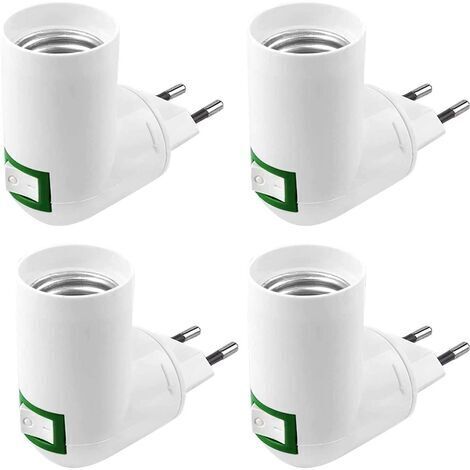 Pair - 4 Pièces Douille E27 avec Interrupteur Douille de Chantier AC 220V Douille Electrique pour Adaptateur E27 Lampe de Cuisine Murale Support Ampoule LED (Blanc)