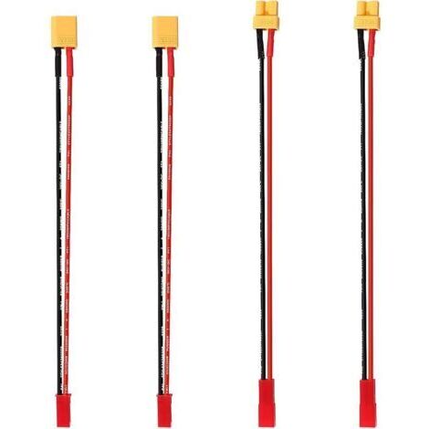 Pair 4 Pièces XT30 vers JST Câble Adaptateur, JST Connecteur vers Prise XT30 Connecteur, avec 15cm 20AWG Câble en Silicone, pour Batteries Lipo