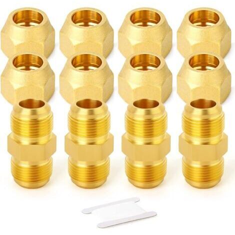 Pair 4Packs Métals Raccord de tube en laiton, demi-union avec écrou Flare, 3/8 \"Flare x 3/8\" Raccords de tuyaux mâles Flare