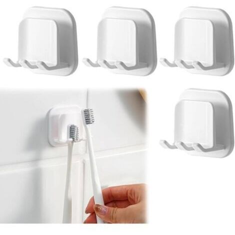 Pair 4Pcs Porte Brosse à Dents, Support Brosse a Dent Electrique, Porte Brosse à Dents Murale sans PerçAge Auto-Adhésif, Porte-Brosse à Dents Mural pour Salle de Bain et Cuisine