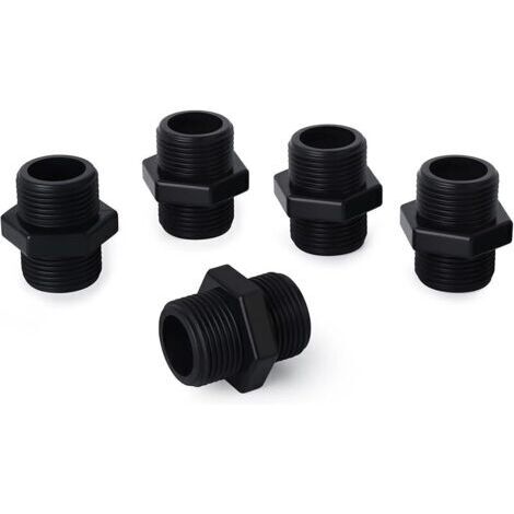 Pair 5 pièces 3/4 \"BSP connecteurs mâles à mâles, raccords de tuyauterie à mamelon hexagonal en PVC