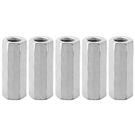Pair 5 pièces M12 vis zinc allongé écrou hexagonal vis fil bielle capuchon de connexion écrou de joint (M12 50 côté opposé 15)
