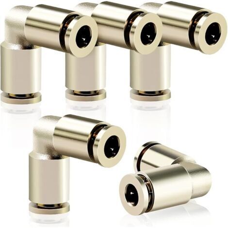 Pair 5pcs 6mm od cuivre nickelé coude Connecteur vivant connexion rapide Push in verrouillage joint pneumatique