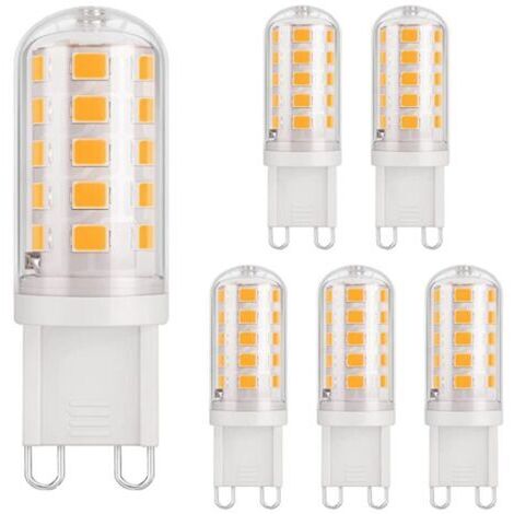 Pair - 6 ampoules LED G9, 3W (40W), 430lm, 3000K, 220-240V, CRI85, économie d'énergie, culot en céramique standard, lumière blanc chaud