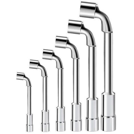 Pair 6 pièces clés à pipe débouchées en L 7/8/9/10/11/12 mm pour réparations, canalisations, entretien de vélos et de voitures