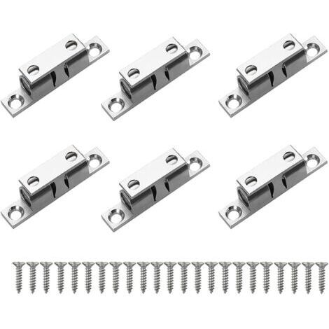 Pair 6 Pièces Double Loqueteau à Billes, Serrure de Loquet de Porte en Laiton, Loquet de Porte d'Armoire 50mm, Pour Cuisine Salle de Bains Armoire Armoire Fermetures de Placard Porte d'Armoire
