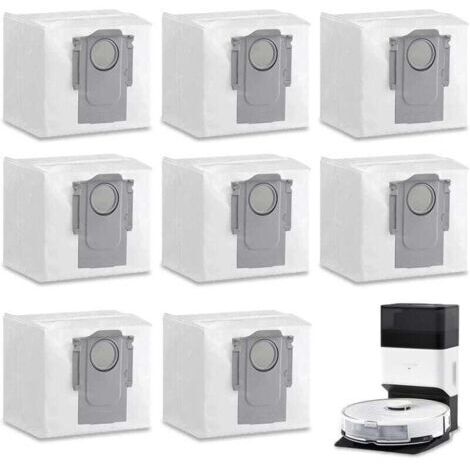 Pair 8 Sacs à Poussière Accessoires pour Xiaomi Roborock S7 MaxV Ultra / S7 Pro Ultra / Q7+ / Q7 Max+ / T8 / Q5+ Aspirateur Station, 3L Grande Capacité Roborock Sacs à Poussière Accessoires Originaux